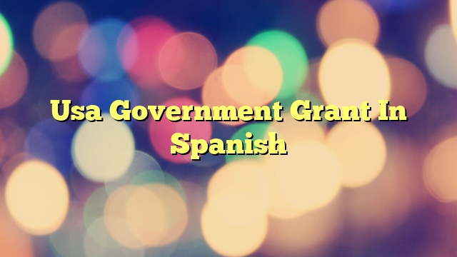 Usa Government Grant In Spanish